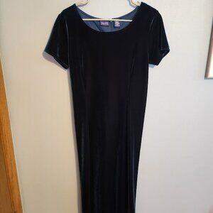Vintage Hillard and Hanson Forest Green Velvet Maxi Dress Size 10